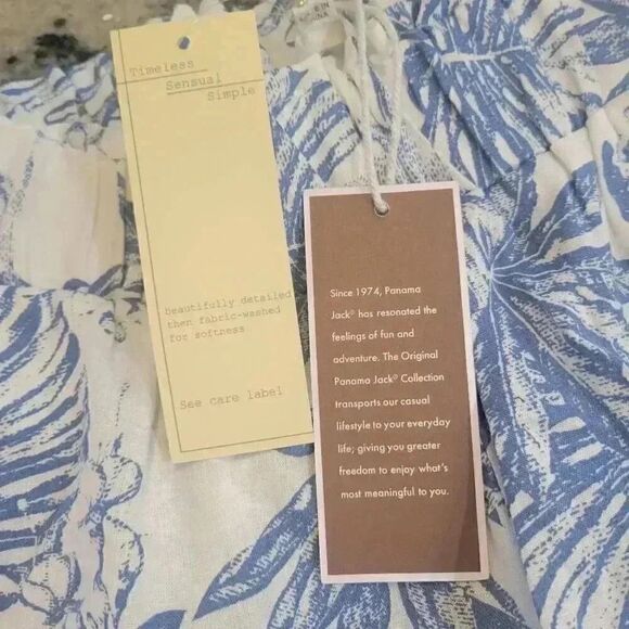 Panama Jack Women's White & Navy Linen/Lyocell Pull Up Shorts w Elastic Waist & - Picture 9 of 12